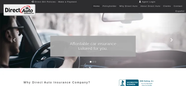 Screenshot Direct Auto Insurance Company