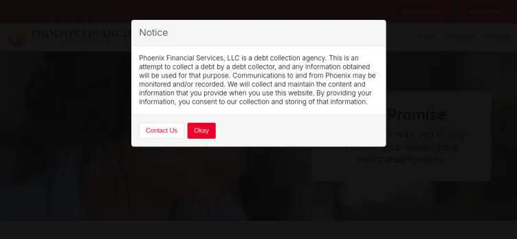 Screenshot Phoenix Financial Services