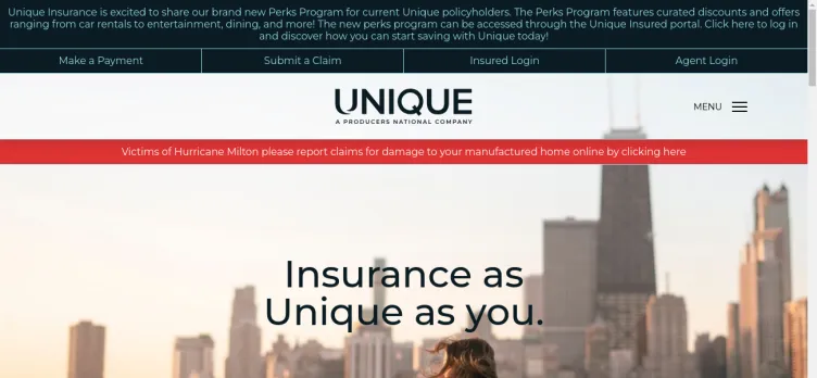 Screenshot Unique Insurance Company