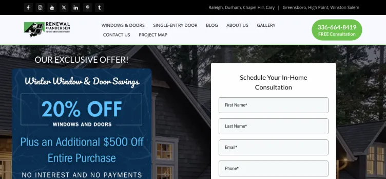 Screenshot Renewal by Andersen of Central North Carolina