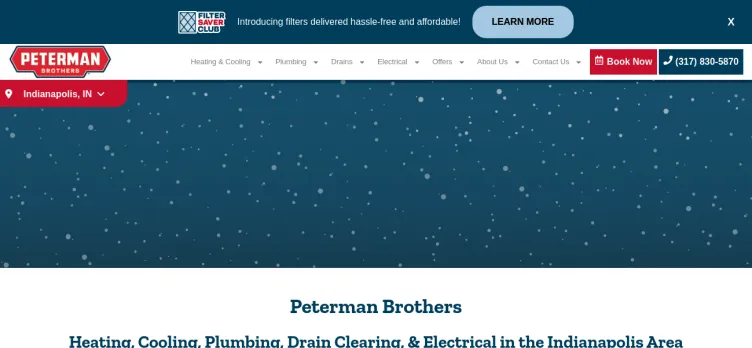 Screenshot Peterman Brothers Heating, Cooling, Plumbing & Electrical