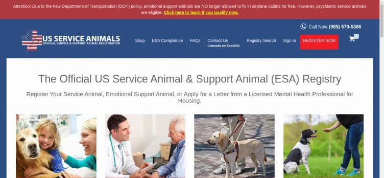 Screenshot US Service Animals