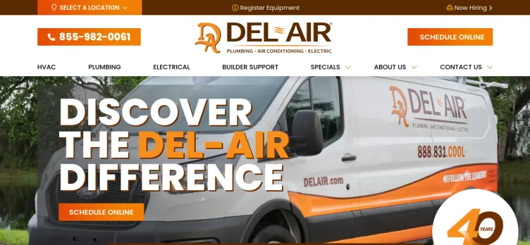 Screenshot Del-Air Heating, Air Conditioning, Plumbing And Electrical