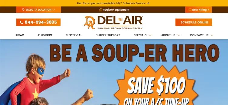 Screenshot Del-Air Heating, Air Conditioning, Plumbing And Electrical