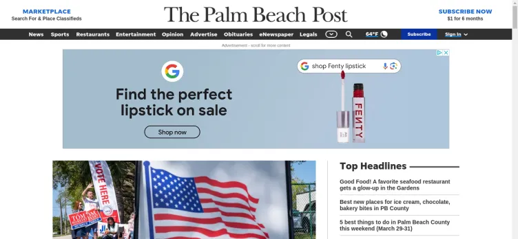 Screenshot Palm Beach Newspapers