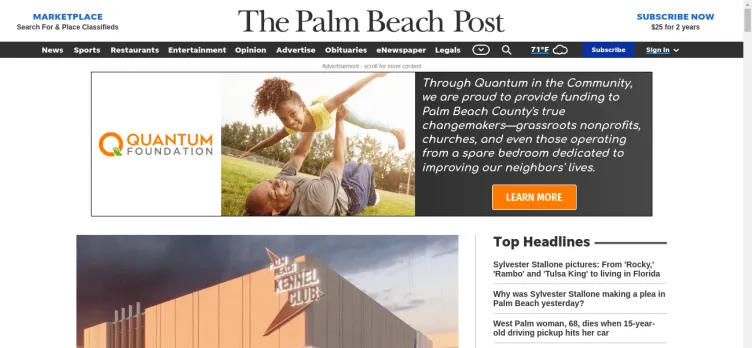 Screenshot Palm Beach Newspapers