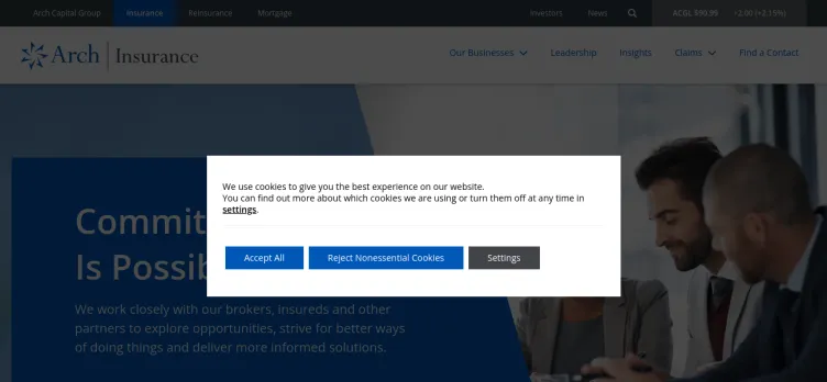 Screenshot Arch Insurance Group