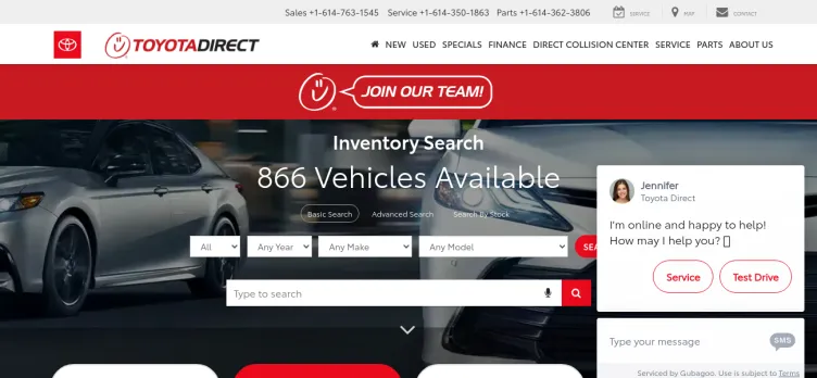 Screenshot Toyota Direct