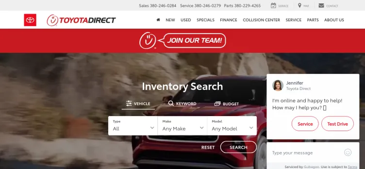 Screenshot Toyota Direct