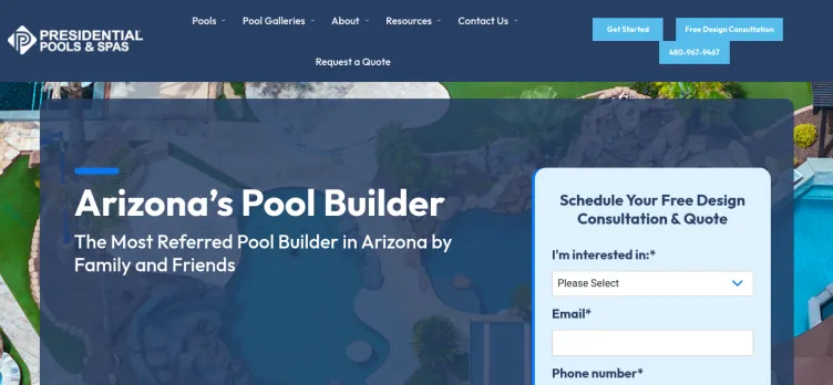 Screenshot Presidential Pools & Spas