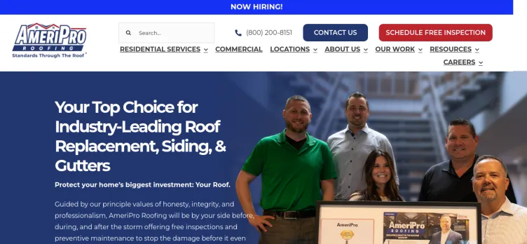 Screenshot AmeriPro Roofing