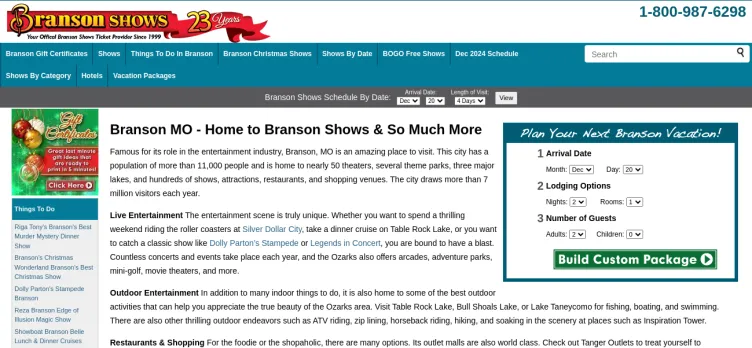 Screenshot Branson Shows