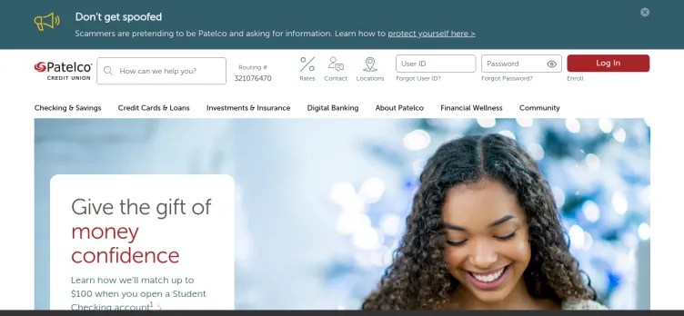 Screenshot Patelco Credit Union