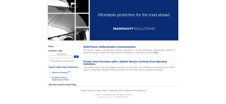 Screenshot Warranty Solutions Management Corporation