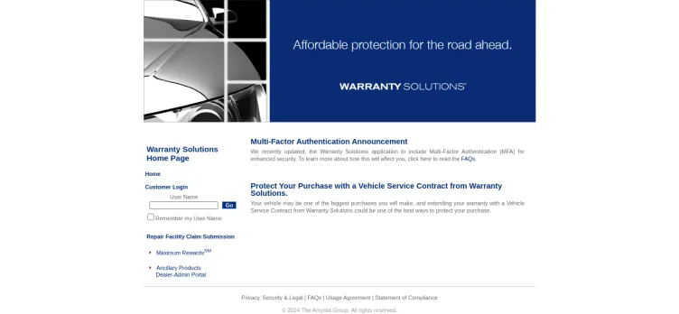 Screenshot Warranty Solutions Management Corporation