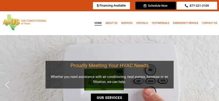 Screenshot A-US Air Conditioning of Texas