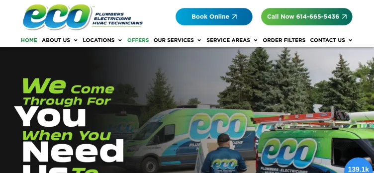 Screenshot Eco Plumbers, Electricians, and HVAC Technicians