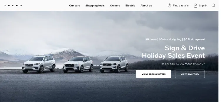 Screenshot Volvo Cars North America