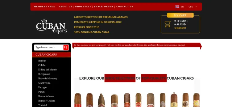 Screenshot VIP Cuban Cigars