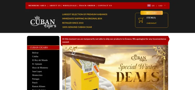 Screenshot VIP Cuban Cigars