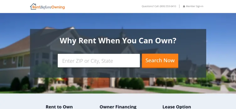 Screenshot Rent Before Owning.com