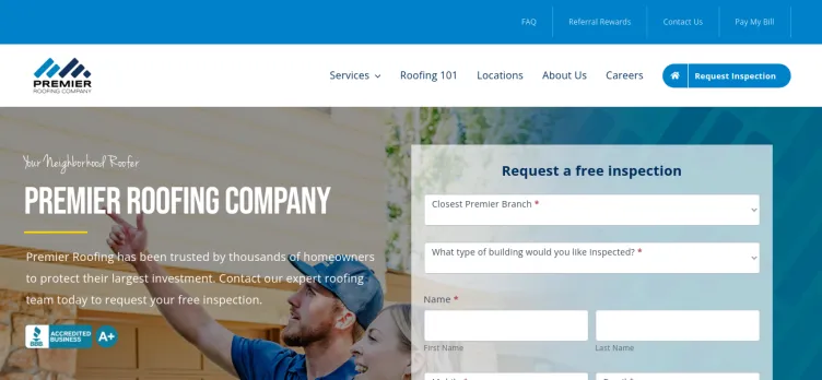 Screenshot Premier Roofing Company