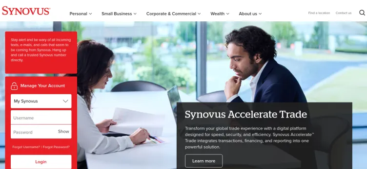 Screenshot Synovus Bank