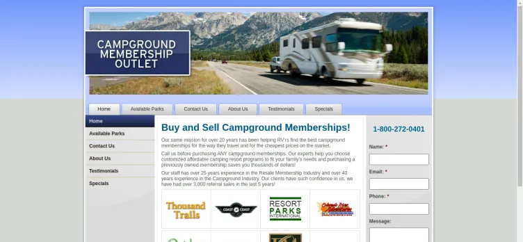 Screenshot Campground Membership Outlet