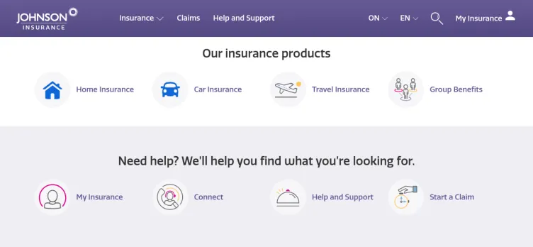 Screenshot Johnson Insurance
