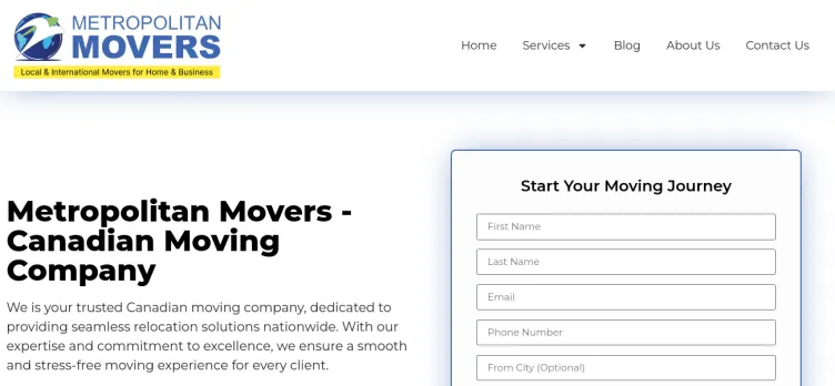 Screenshot MetropolitanMovers.ca
