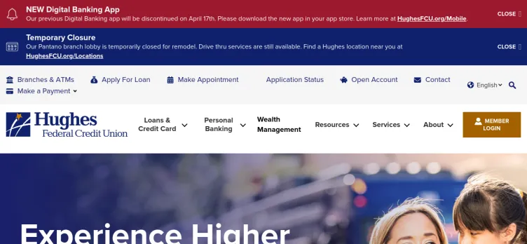 Screenshot Hughes Federal Credit Union
