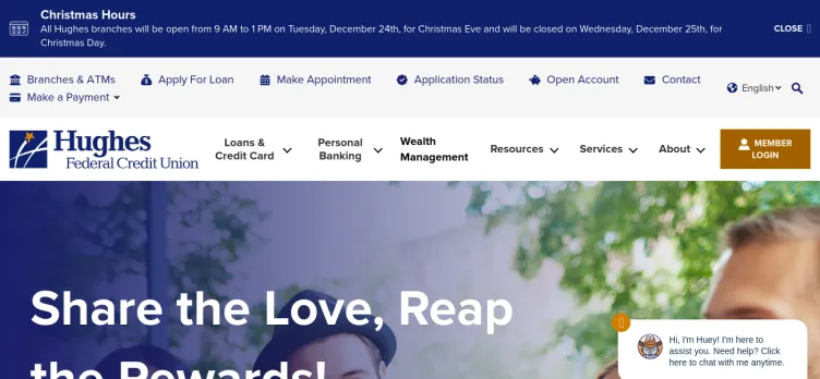Screenshot Hughes Federal Credit Union