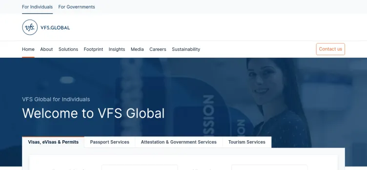 Screenshot VFS Global