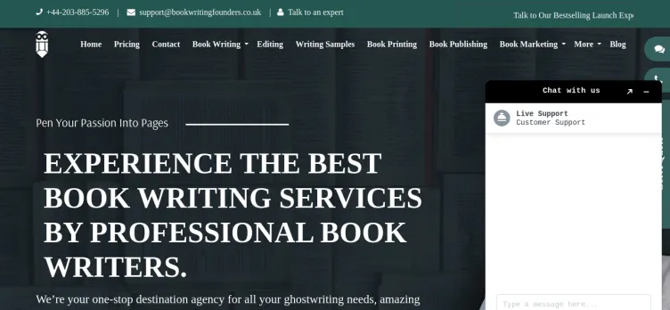 Screenshot Bookwritingfounders.co.uk