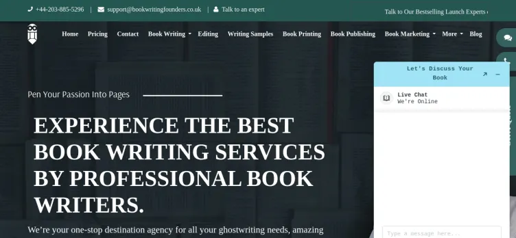 Screenshot Bookwritingfounders.co.uk