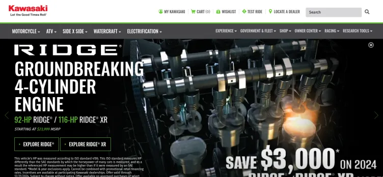 Screenshot Kawasaki Motors Corp USA