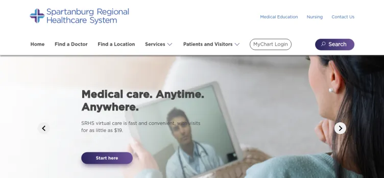 Screenshot Spartanburg Regional Healthcare System