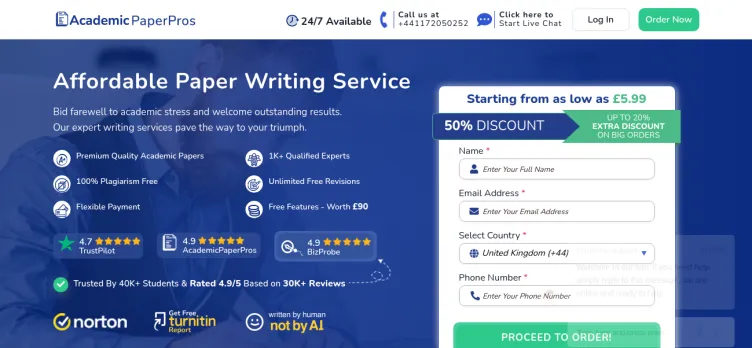 Screenshot AcademicPaperPros