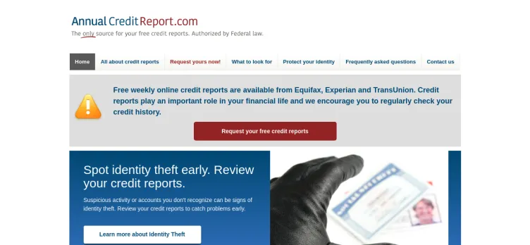 Screenshot AnnualCreditReport.com