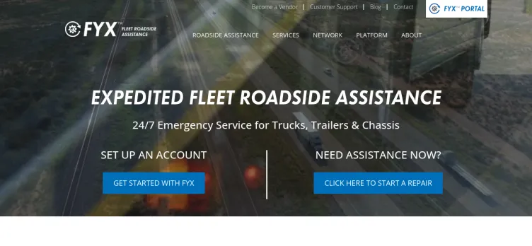 Screenshot FYX Fleet Roadside Assistance