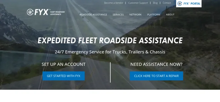 Screenshot FYX Fleet Roadside Assistance