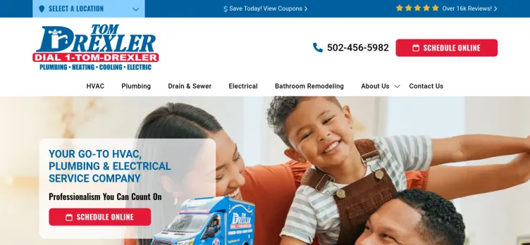 Screenshot Tom Drexler Plumbing, Heating, Cooling and Electric