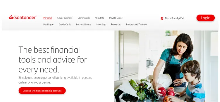 Screenshot Santander Bank