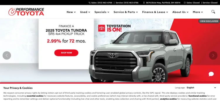 Screenshot Performance Toyota