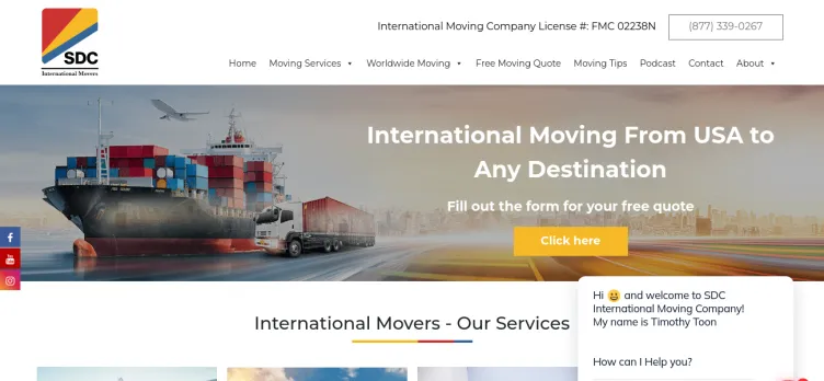 Screenshot SDC International Moving Company