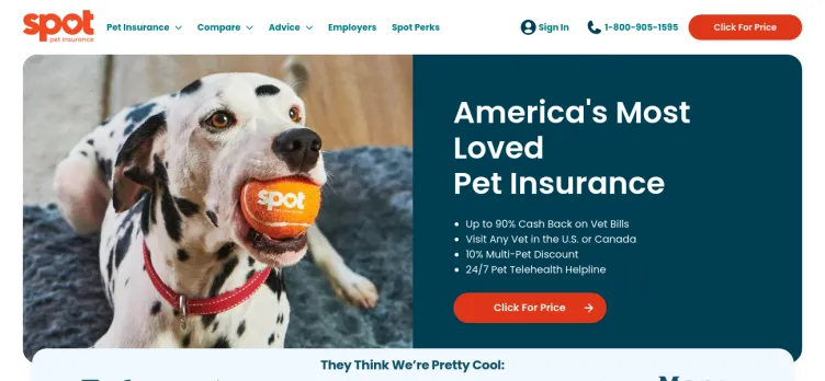 Screenshot Spot Pet Insurance Services