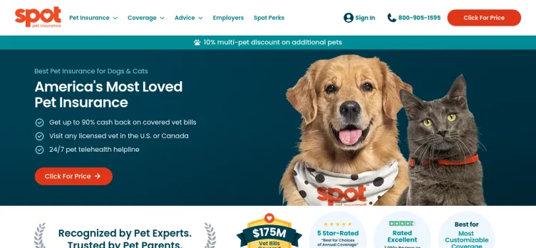 Screenshot Spot Pet Insurance Services