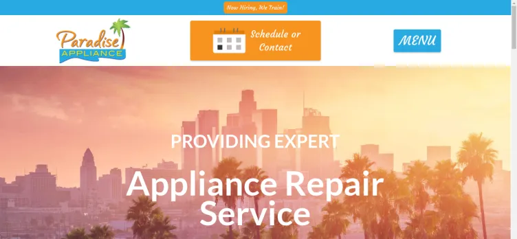 Screenshot Paradise Appliance Service