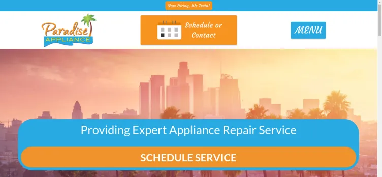 Screenshot Paradise Appliance Service