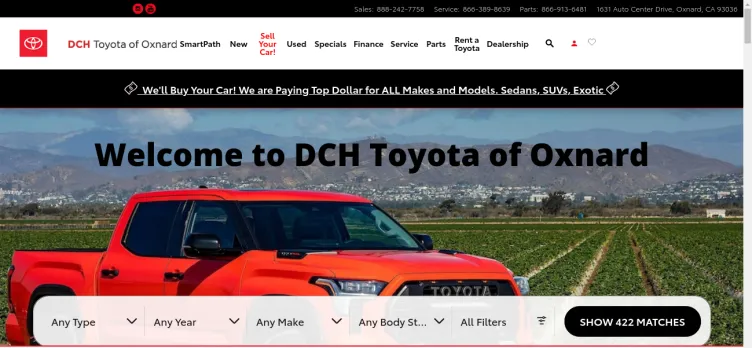 Screenshot DCH Toyota of Oxnard